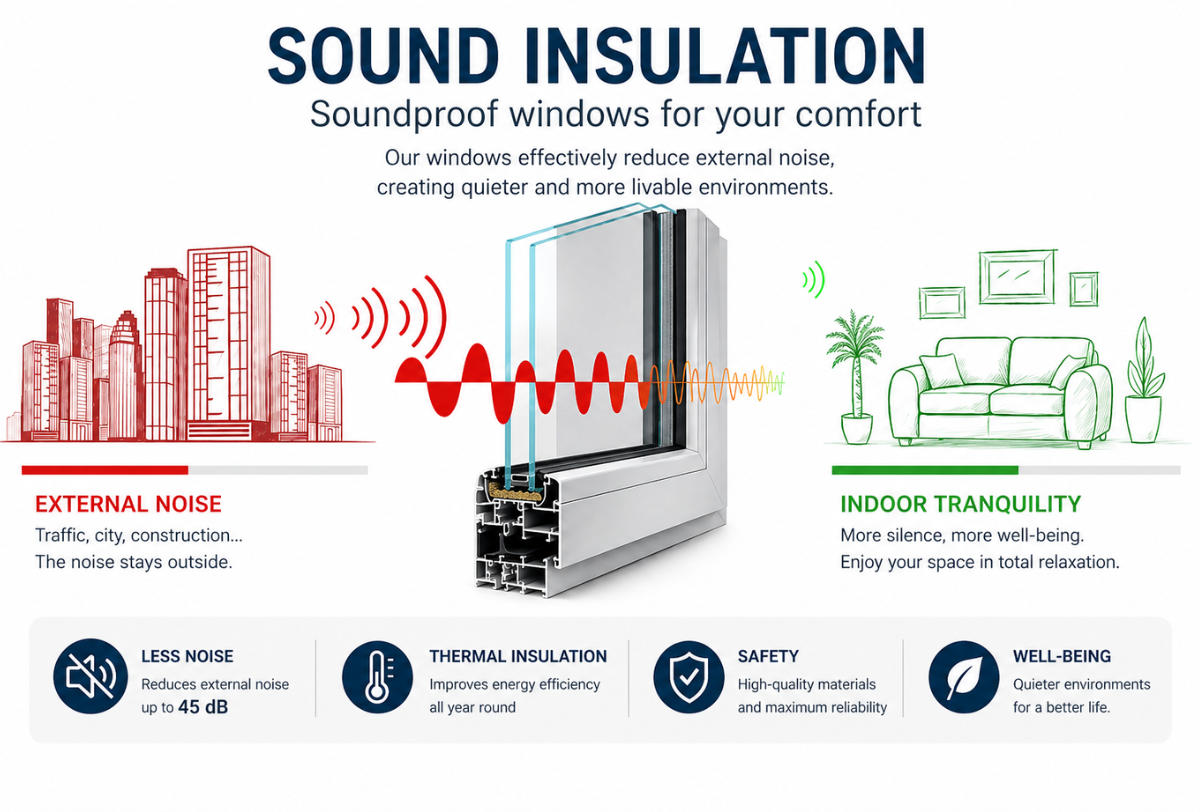 Soundproof windows acoustic insulation residence Rimini